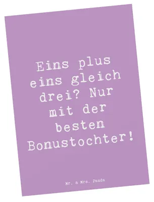 Produktbild von Mr. & Mrs. Panda Postkarte Spruch Beste Bonustochter - Lavendeltraum - Geschenk, Grußkarte, Familie, bildkarte, Liebe, Postkarten, handgemacht, Geschenke, Ansichtskarte