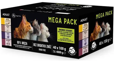 Productafbeelding van PETREPUBLIC Mega Pack: Kip met kalfsvlees, eend, kalkoen en rundvlees - natvoer voor katten - 40x100g