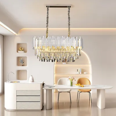 Produktbild von RRBEST Modern Kronleuchter Kristall Leuchte,Kristall Deckenleuchte Silver,10xE14 Lichter für Esszimmer, Küche, Wohnzimmer, Schlafzimmer, Flur, Café,Ba