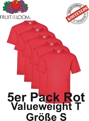 Image de Lot de 3/5/10 t-shirts Valueweight Fruit of the Loom S M L XL 2XL 3XL Rouge S Lot de 5