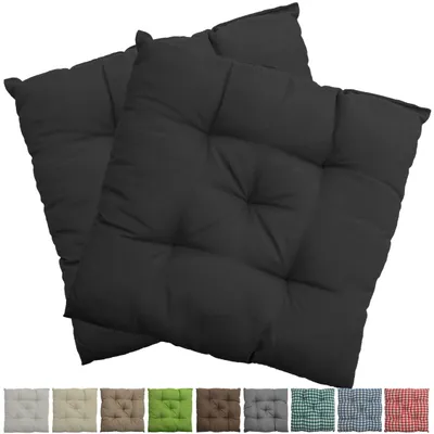 Produktbild von Stuhlkissen Genua 38x38 cm 2er Pack Sitzkissen mit Steppung, Farbe:Anthrazit