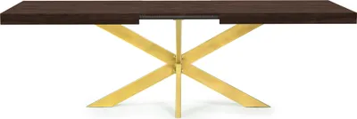 Produktbild von Ausziehbar Esstisch ( Tischgestell: GOLDEN, NUSSBAUM ) Avia Esszimmertisch Wohnzimmertisch Küchentisch mit Tischgestell Spider