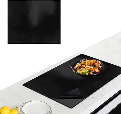 Produktbild von Große Silikon-Schutzmatte für Induktionskochfelder (60 x 52 cm), Magnetmatte für Induktionskochfelder, schwarze wärmeisolierende Matte für Induktionskochfelder
