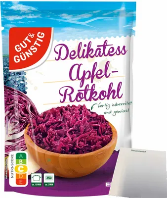 Produktbild von Gut & Günstig Delikatess Apfelrotkohl fruchtig-frisch tafelfertig (400g Packung) + usy Block