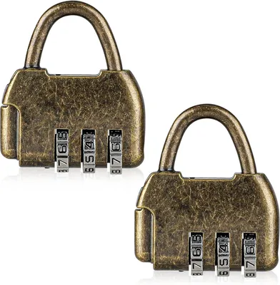 Produktbild von 2 Stück Retro Bronze Zahlenschloss Metall Vorhängeschloss Vintage Kombinationsschloss für Aufbewahrungsbox und Schmuckschatulle
