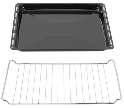 Backblech- und Rost-Set 42,2x37,5 cm, 3 cm tief, emailliert, verchromt