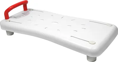 Produktbild von YUENFONG Badewannenbrett 70cm lang, Badewannensitz Senioren Wannensitz Sitzbrett mit Seifenablage und mit Griff, Stuhl für Badezimmer (Rot Haltegriff)