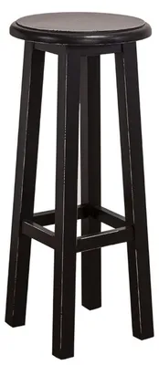 Produktbild von Casa Padrino Landhausstil Barstuhl Antik Stil Schwarz Ø 35 x H. 82 cm - Hochwertiger Barhocker im Landhaus Design