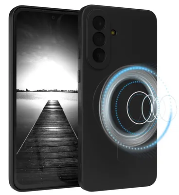 Produktbild von EAZY CASE - Silikonhülle MagSafe für Samsung Galaxy A37, Hülle Silikon, weich stoßfeste Magnet Handyhülle, Schutzhülle mit Kameraschutz, TPU Bumper in Schwarz