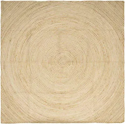 Produktbild von Runder weißer Juteteppich 300 x 300 cm – handgefertigter Naturfaserteppich für das Wohnzimmer und den Innenbereich im modernen Boho-Stil