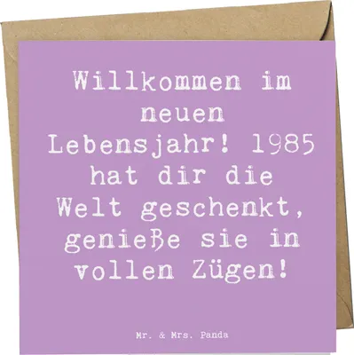 Produktbild von Mr. & Mrs. Panda Grußkarte Spruch 1985 Geburtstag - Lavendeltraum - Geschenk, Alter, Klappkarte, doppelkarte, besondere Generation, Glückwunschkarte, Happy Birthday