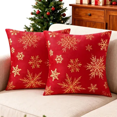 Weihnachts-Kissenbezug 45x45 cm, Samt, 2er-Set, unsichtbarer Reißverschluss