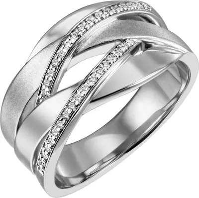 Produktbild von Breiter Ring Damenring 34 Zirkonia 925 Silber rhodiniert teilmattiert Fingerring Innenumfang 58mm  Ø18.5mm