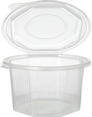 Produktbild von Verpackungsbecher mit Klappdeckeln, PP 8-eckig 1 l 8,3 cm x 13 cm x 13 cm transparent