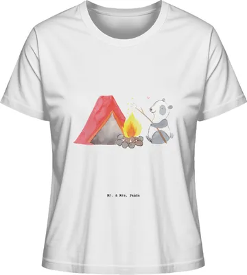 Produktbild von Mr. & Mrs. Panda Damen Oberteil Panda Campen Größe M - Weiß - Geschenk, Basic Shirt, Zelten, Campingplatz, Kurzarmshirt, gehen, Baumwollshirt, Camping, T-Shirt