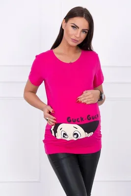 Produktbild von Umstandsbluse Guck für Damen, Fuchsia mit Print, Größe M-L-XL, 3er-Pack