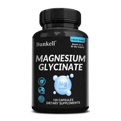 Image de Glycinate de magnésium 1040 mg (120 gélules) Complément alimentaire : os, stress, sommeil, cerveau, cœur, circulation, nerfs, système immunitaire