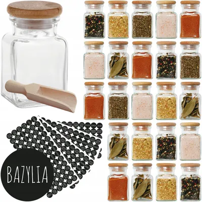 Produktbild von Zaplanowane Glas-Gewürzgläser 150ml, 24 Stück, mit Etiketten