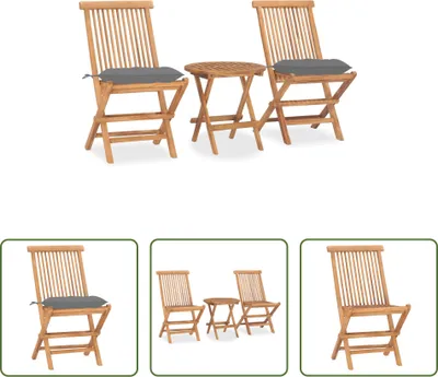 Produktbild von The Living Store 3-tlg. Garten-Essgruppe mit Kissen Klappbar Massivholz Teak