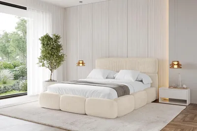 Produktbild von ALTDECOR Polsterbett mit Bettkasten - ELVA 140x200 Beige - Bett mit Matratze H3/H4, Kopfteil, Boxbett, Doppelbett mit Stauraum