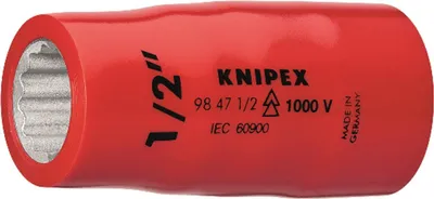 Produktbild von Knipex Steckschlüsseleinsatz Sechskant SW 1 / 2 Zoll auf 1 / 2 Zoll 1000V-isoliert - 98 47 1/2ZOLL