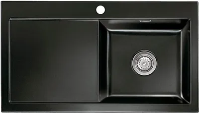Produktbild von Flächenbündige Spüle MERA 90 F in NERO mit Becken rechts und Handbetätigung