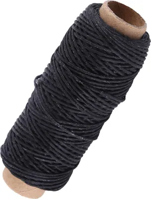 Image de BAFOVY fil de cuir ciré, 1 Mm fil de cire courbe, 50 M câble de cire plat pour l'artisanat du cuir, fil de couture manuel solide, Idéal Pour la réparation des stores, l'équipement extérieur (BLACK)