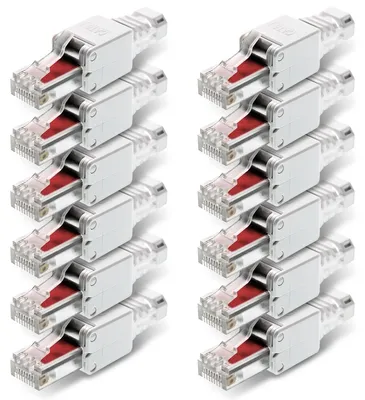 Produktbild von NEXMEX 12x Netzwerkstecker Cat6 RJ45 Stecker Netzwerk Werkzeuglose Montage Cat6a