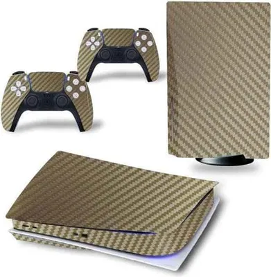 Image de Autocollant console et manette pour PS5, PlayStation 5 - Skin de jeu haute performance - Accessoires de protection - Carbone - Or