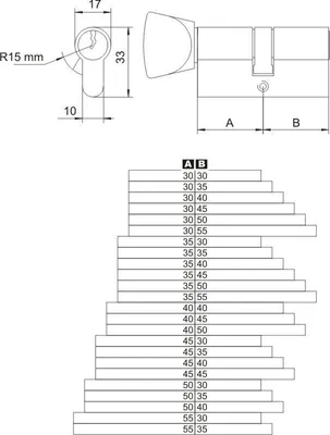 Obrázek produktu pro Wkładka Z Gałką Mosiężna Wg-54 45/35