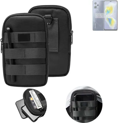 Produktbild von K-S-Trade Holster Gürtel Tasche kompatibel mit Blackview A53 Pro Handy Tasche Schutz Hülle dunkel-grau viele Fächer, 1x