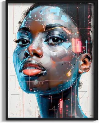 Produktbild von Modernes Bild auf Kunstleder „Frau der Erde U5“  60x80, Zertifikat, Alurahmen