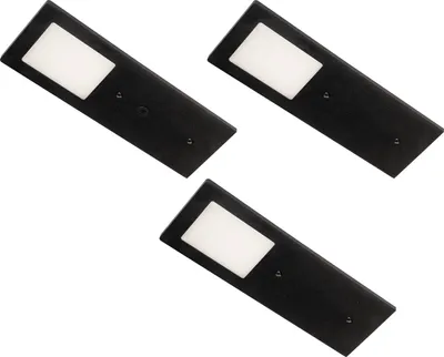 Produktbild von L&S Unterbauleuchte Planar L 3000K warmweiß 3er Set Schwarz