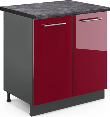 Produktbild von Spülenunterschrank Vicco Fame-Line Bordeaux Hochglanz 80 cm , AP Anthrazit, Model 45704