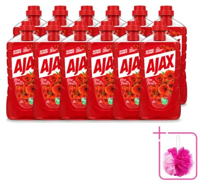 Produktbild von 12 x Ajax Fête des Fleurs Allesreiniger - Rote Blumen - 1000 ml - Sparpackung - 12 Stücke