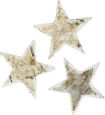 Produktbild von Beschneite Birkensterne Dekoset 6,5cm 30St