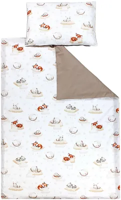 Produktbild von TupTam Kinder Bettwäsche Gemustert 2-Teilig Wendebettwäsche, Farbe: Schlafende Baby Tiere / Beige, Größe: 135x100 cm
