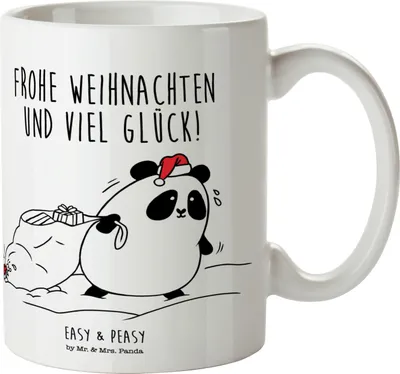 Produktbild von Mr. & Mrs. Panda Kaffeetasse Panda Weihnachten - Weiß - Geschenk, Pott, Henkeltasse, Bedruckte Tasse, Kaffeebecher