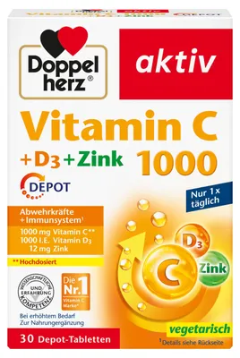 Image de Doppelherz Vitamine C 1000+D3+Zinc Depot Comprimés 30 pc