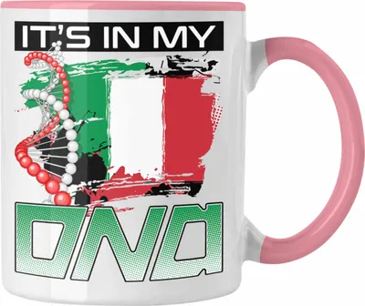 Produktbild von Trendation - Italien Tasse Geschenk für Italiener Geschenkidee Spruch Its In My DNA (Rosa)