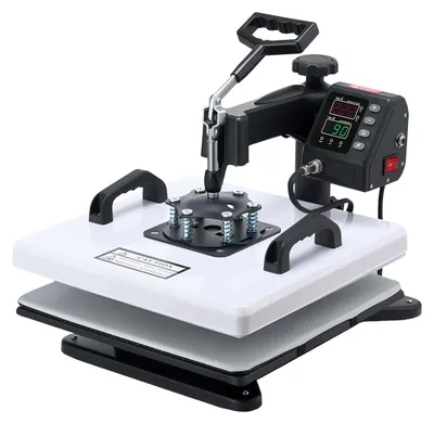 Zdjęcie produktu dla SucceBuy, przenośna maszyna do sublimacji 38x38 cm, 8-w-1, 1250W, do nadruków na tekstyliach, z ramieniem obrotowym 360°, szybkim nagrzewaniem, regulacją czasu i temperatury, idealna do nadruków na koszulkach, kubkach, czapkach i talerzach