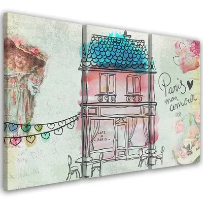 Produktbild von Triptychon auf leinwand abstraktionen - rosa 150x100 cm Feeby rosa wandbild bereit zum aufhängen