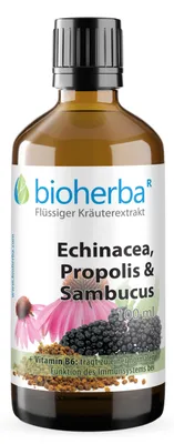 Produktbild von Bioherba Echinacea Propolis und Sambucus Tropfen Tinktur 100 ml