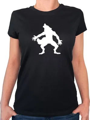 Produktbild von Huuraa Damen T-Shirt Werwolf Silhouette XL Black Bio Baumwolle Fairtrade Damenshirt Geschenkidee