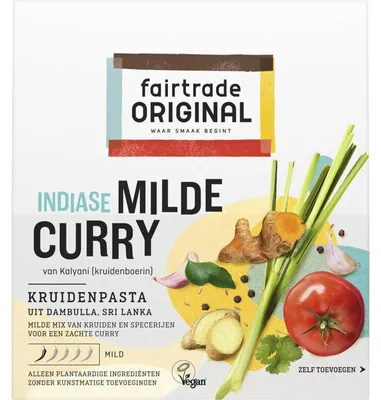 Image de Fairtrade Original Kruidenpasta Indiase curry doux 75g – pâte d'épices aromatique