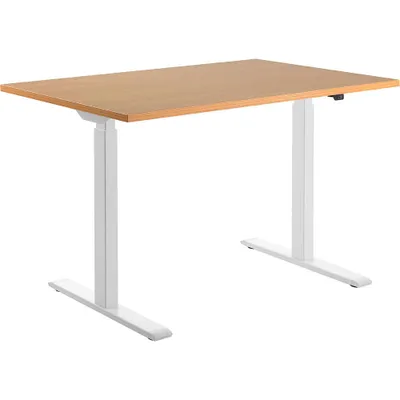 Produktbild von Topstar Sitz-/Steh-Schreibtisch, (B)1.200 mm, weiß elektr. höhenverstellbar Buche