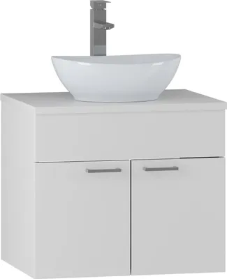 Produktbild von Badplaats Waschbeckenunterschrank Colorado 60 x 46 cm Weiß Matt - Hängender Badezimmerschrank mit 2 Schubladen