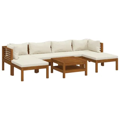Produktbild von vidaXL 7-tlg. Garten-Lounge-Set mit Creme Kissen Massivholz Akazie