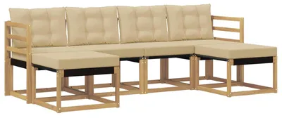 Produktbild von vidaXL Outdoor-Sofagarnitur mit Kissen 6 pcs Weiß und Beige