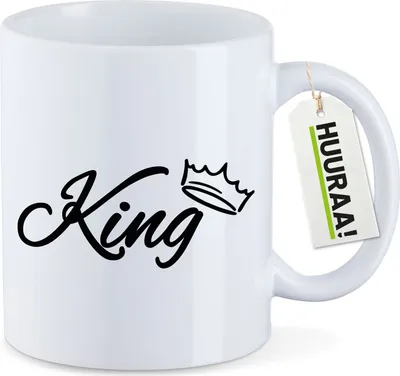 Produktbild von Huuraa Kaffeetasse King Krone 330ml Weiß Keramik Kaffeebecher Geschenkidee